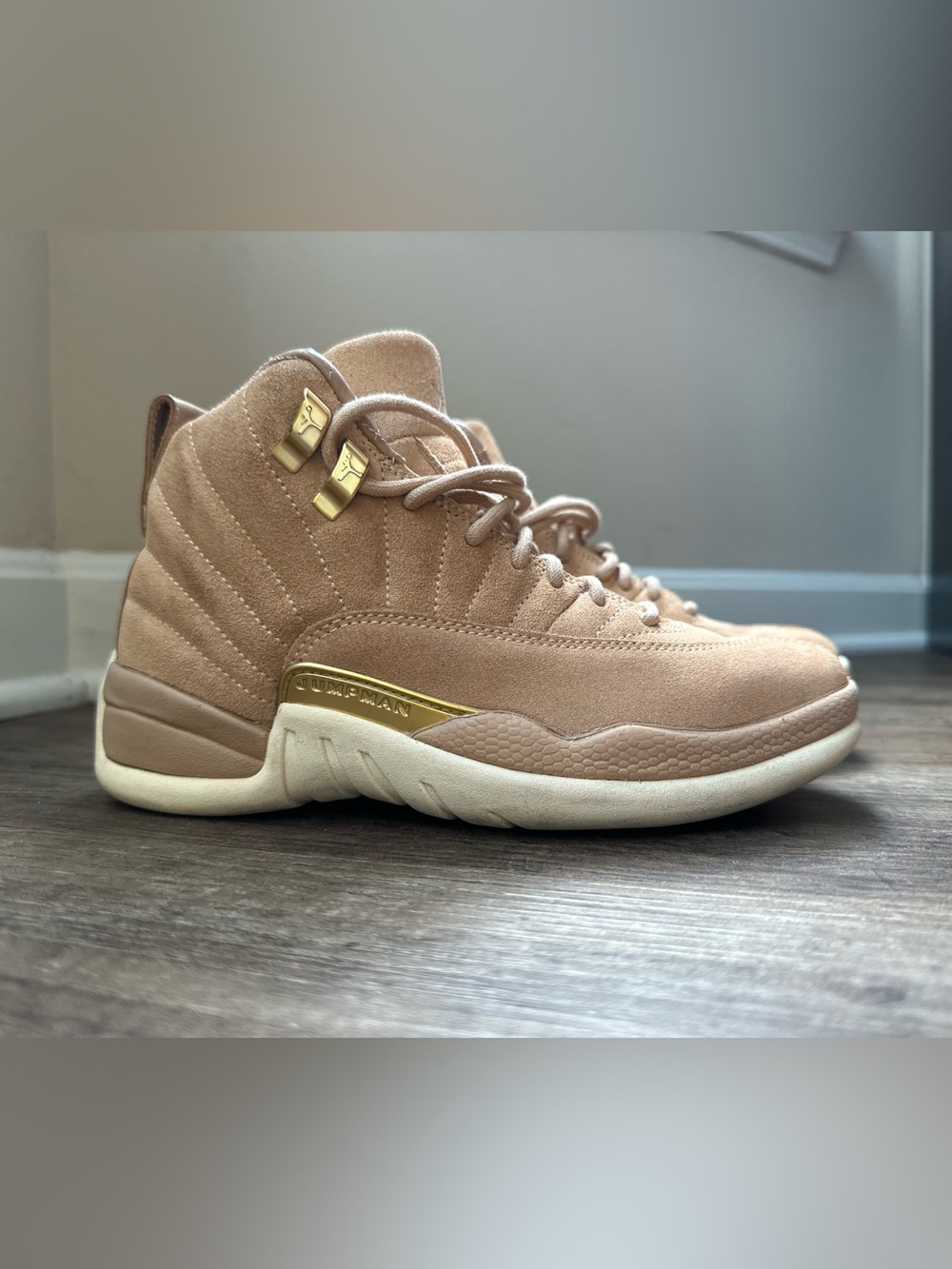 Jordan Suede High-Top Sneakers - Blush with Gold Accents